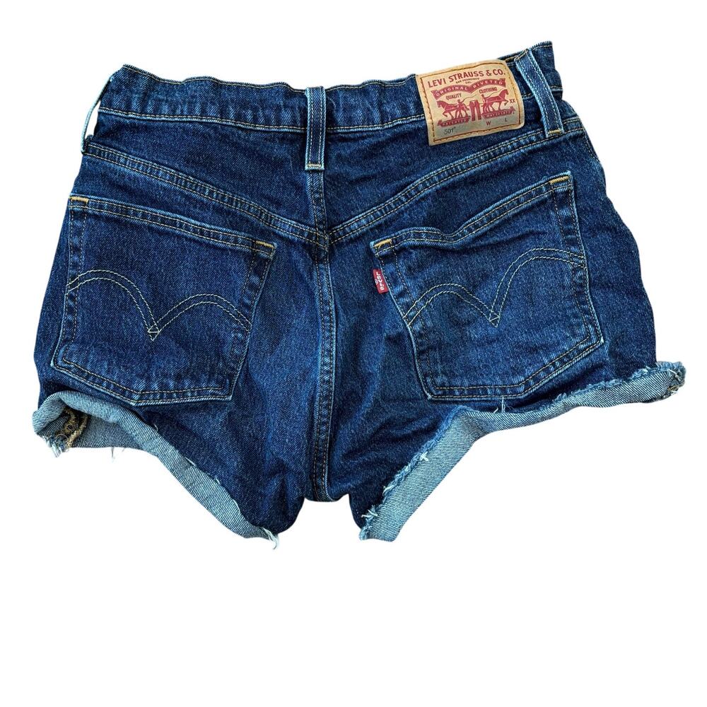 Levi’s 501 Dark Blue Rolled Cut Off Denim Micro Shorts Women’s 26 Casual Cowgirl